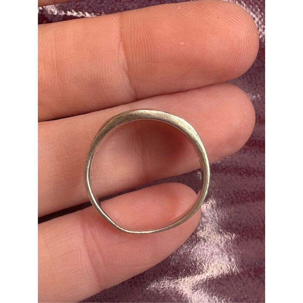 Vintage STERLING SILVER PINK MOTHER OF PEARL STONE Inlay SIZE 8 - Picture 7 of 9
